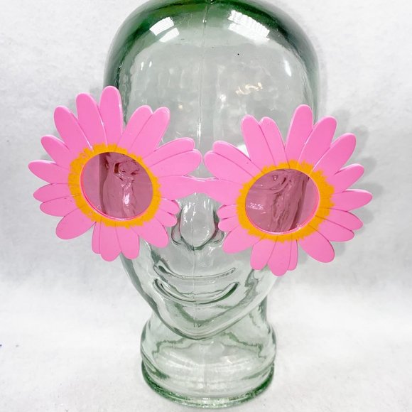 Pink Flower Power Selfie Festival Glasses - Picture 2 of 10